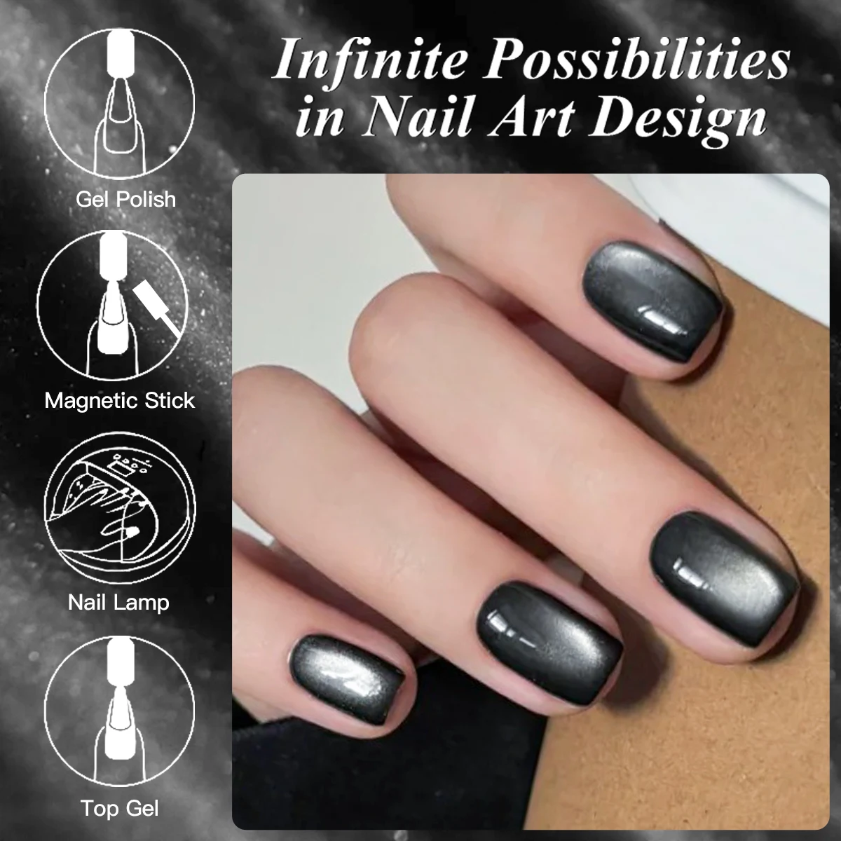 طلاء أظافر جل عين القطة السوداء 10 مل، طلاء أظافر مغناطيسي من الخرز الزجاجي، غراء أظافر شبه دائم، مستلزمات أظافر جل LED بالأشعة فوق البنفسجية
