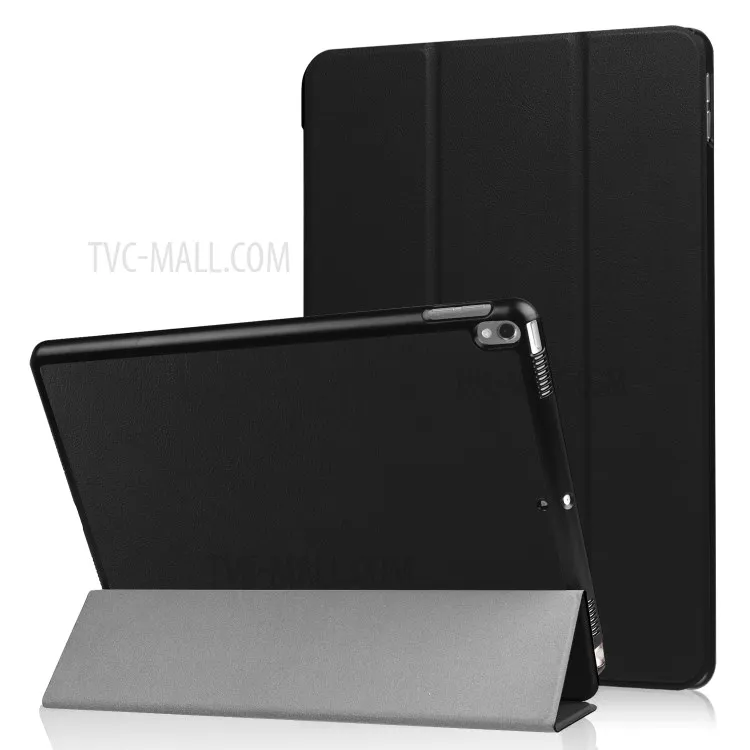 

For iPad Pro 10.5 inch (2017)/Air 10.5 inch (2019) Slim Shockproof Case Tri-fold Stand PU Leather Tablet Cover Protector - Black