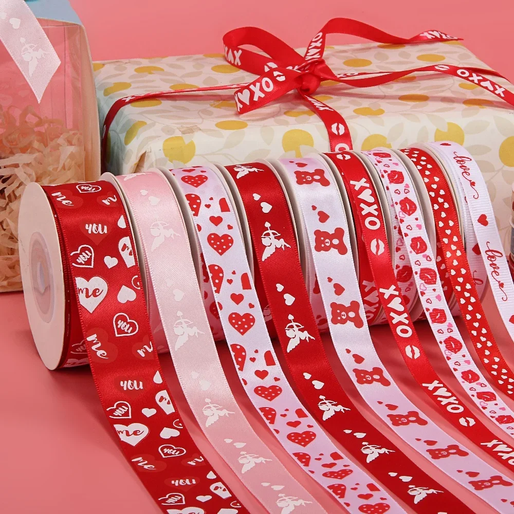 Valentine'S Day Ribbon, Tanabata Wedding Flowers, Gift Box Packaging, Love Printing Ribbon, Perfume Decoration, Ribbon,