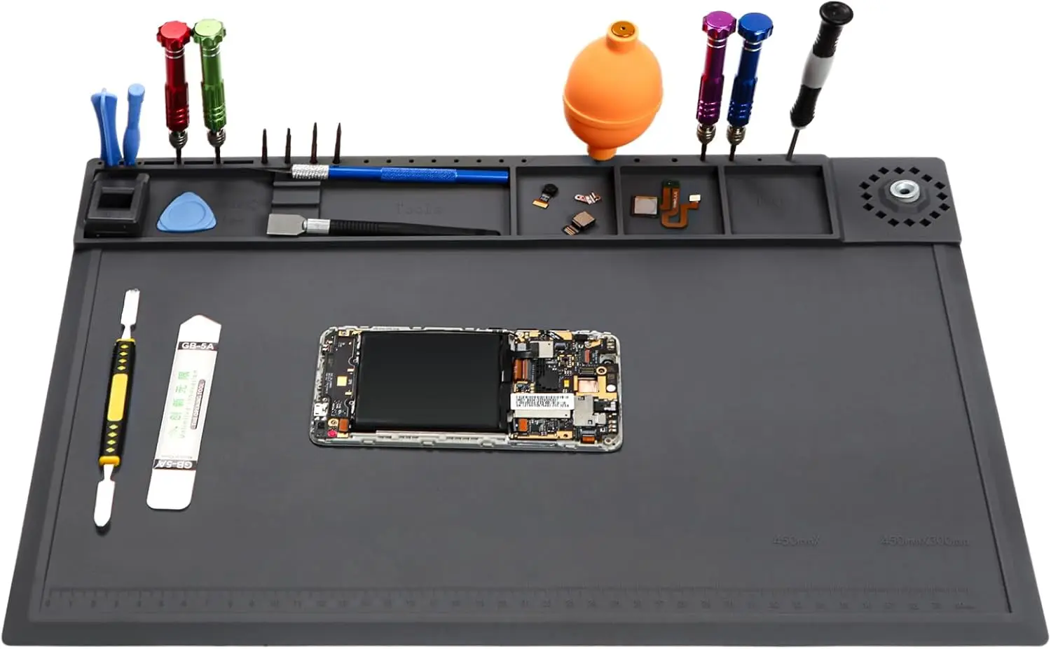 

Heat Resistant Silicone Soldering Mat for Electronic Repair, Magnetic Area, Phone Laptop Work
