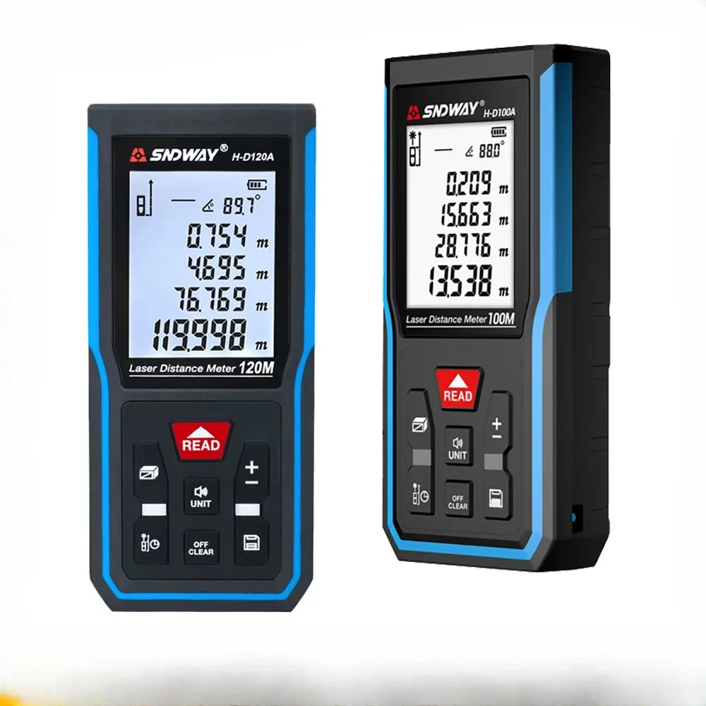 Imagem -02 - Sndway Medidor de Distância a Laser Digital Rangefinder Mini Fita Laser Medida Range Finder Profissional m in ft Medidor de Medição a Laser