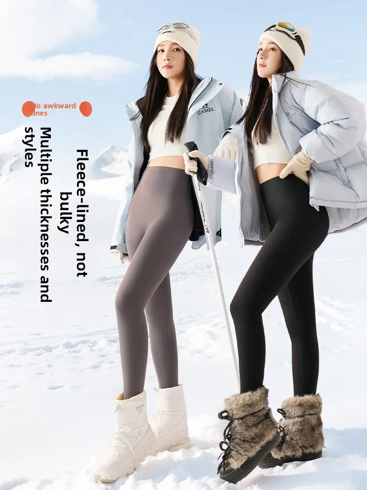 

Брюки для йоги с высокой талией, женские утягивающие леггинсы из овчины, зимние теплые длинные брюки с подтяжкой ягодиц, не объемные, повседневные