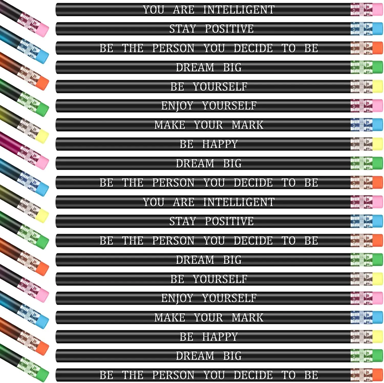 

100 Pcs Color Changing Inspirational Pencils with Eraser, HB Wooden Pens for Kids, Back to School Gift & Student Reward
