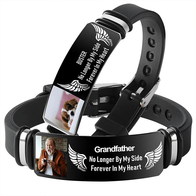 Customized Photo Text Bracelet, Personalized Silicone Wristband
