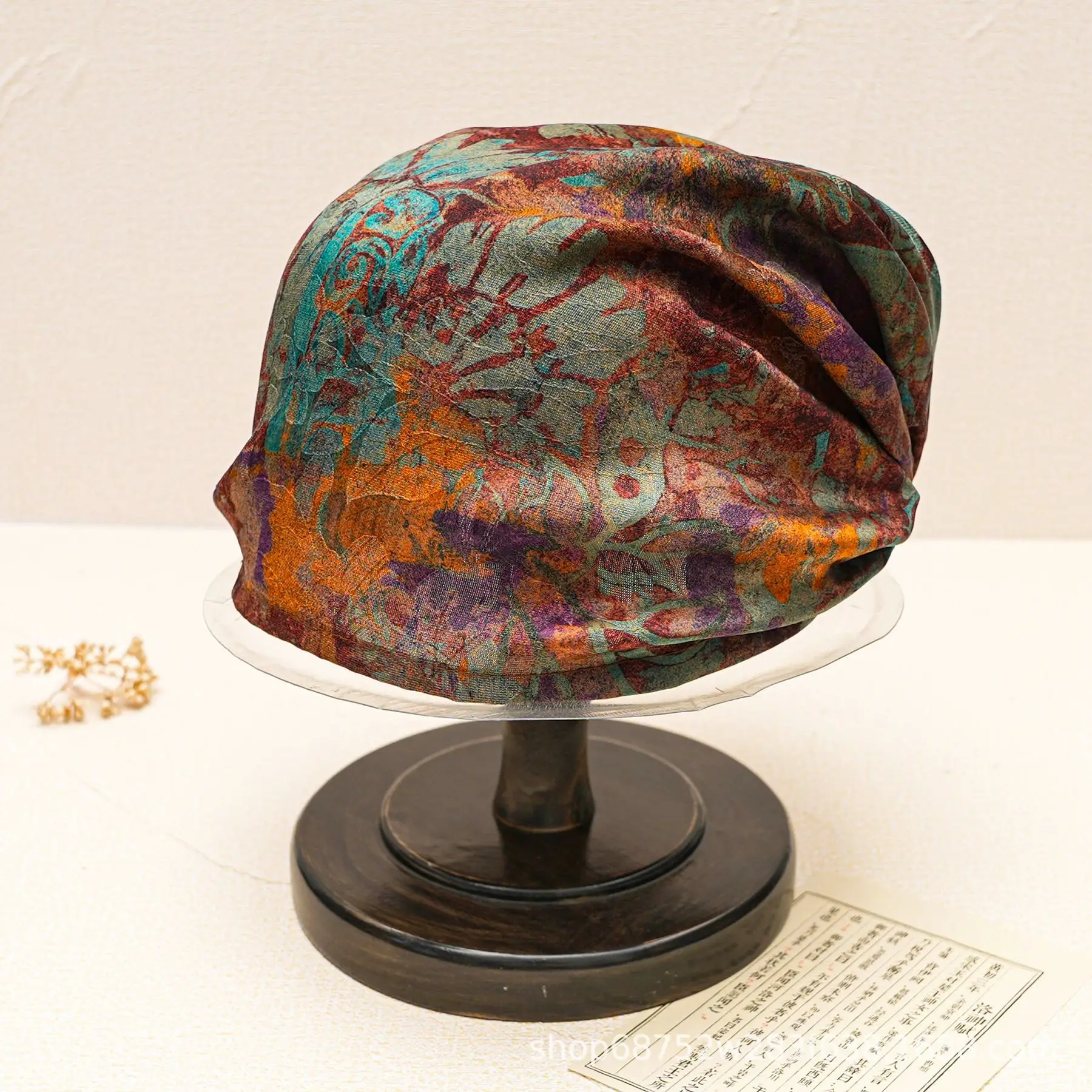 Adults Ethnic Style 100% Silk Real Silk Hair Cap Appearance Level Headscarf Stylish Face Enhancing Small Hat Care