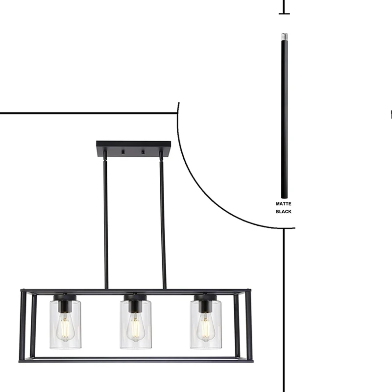 ABBN-Black M10 Threaded Extension Rod For Pendant Light, Island Lighting, Chandeliers,Lighting Fixture Downrods & Stems