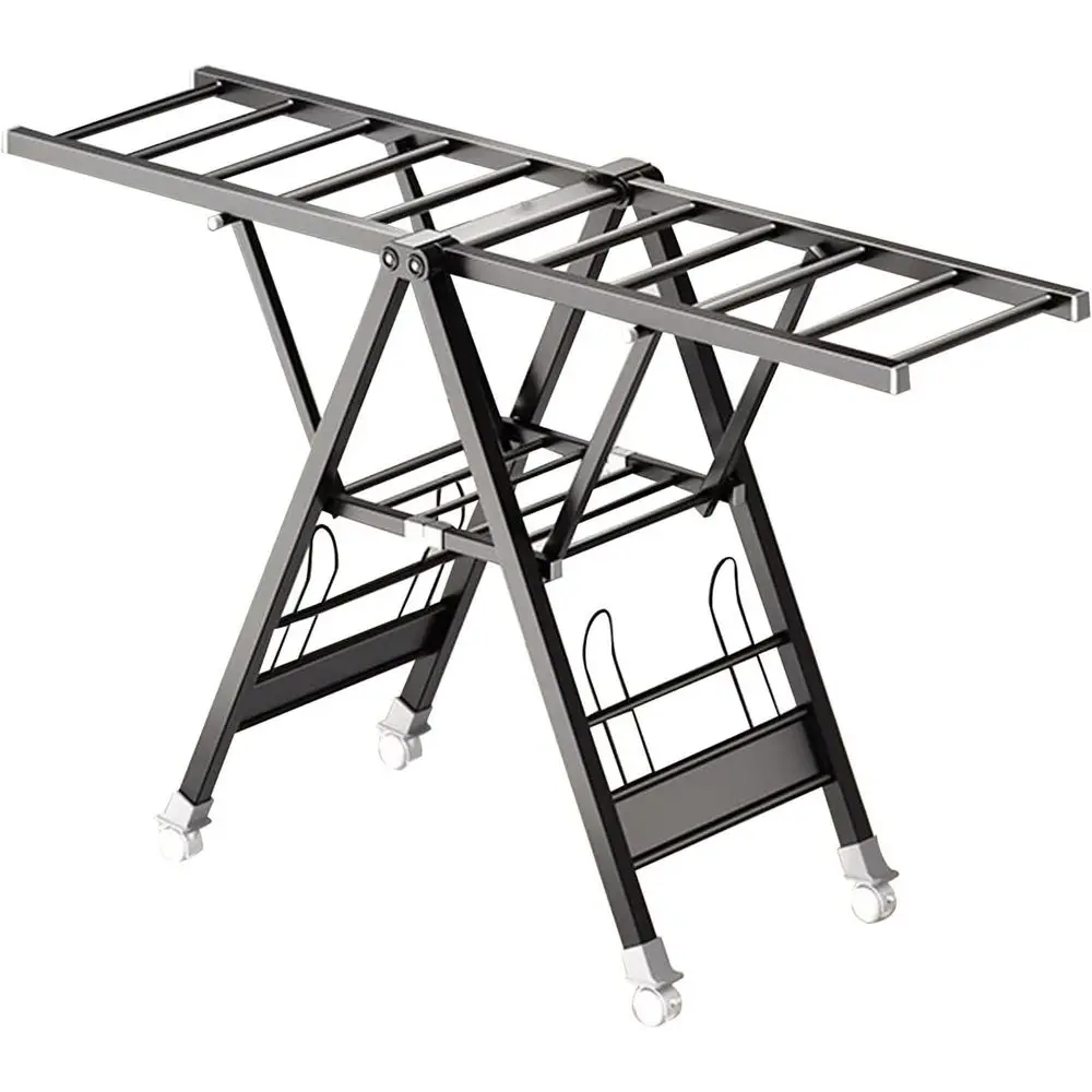 

Складная сушилка для белья, регулируемая высота, черная, 62,6 дюйма/160 см для балкона и сада