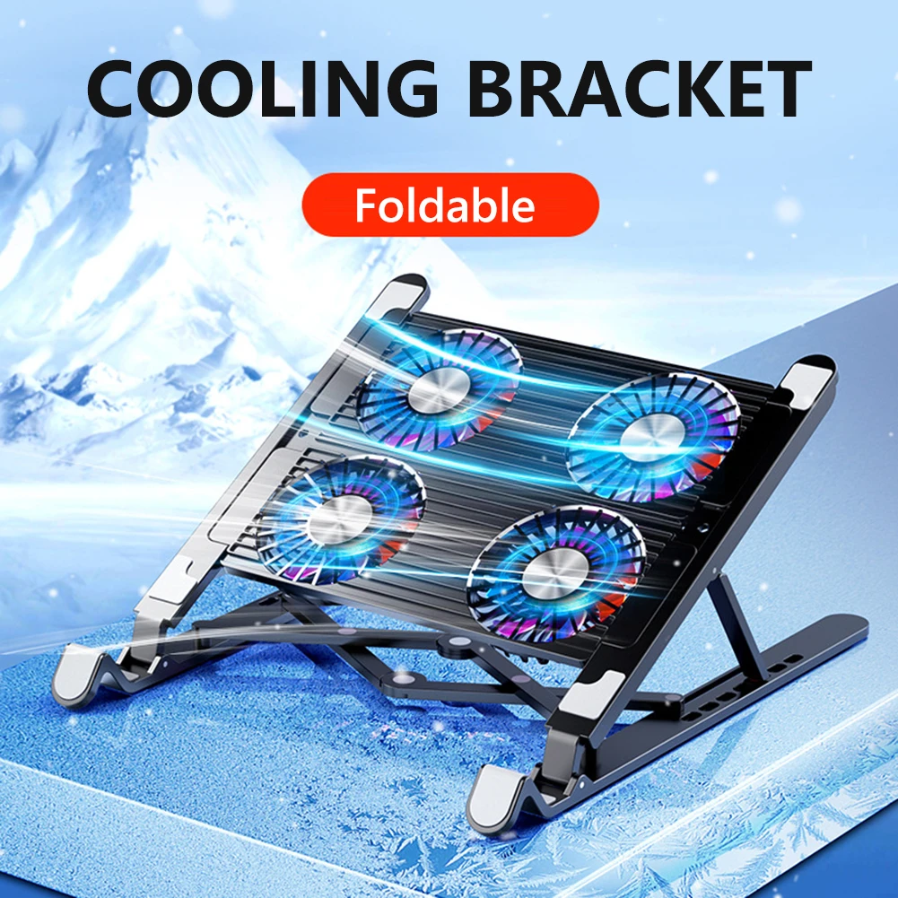 Laptop Cooling Fan with 2/4 Fans Foldable Gaming Laptop Cooler Fan RGB Silent Portable Laptop Holder for 11-17.3 Inch Notebook