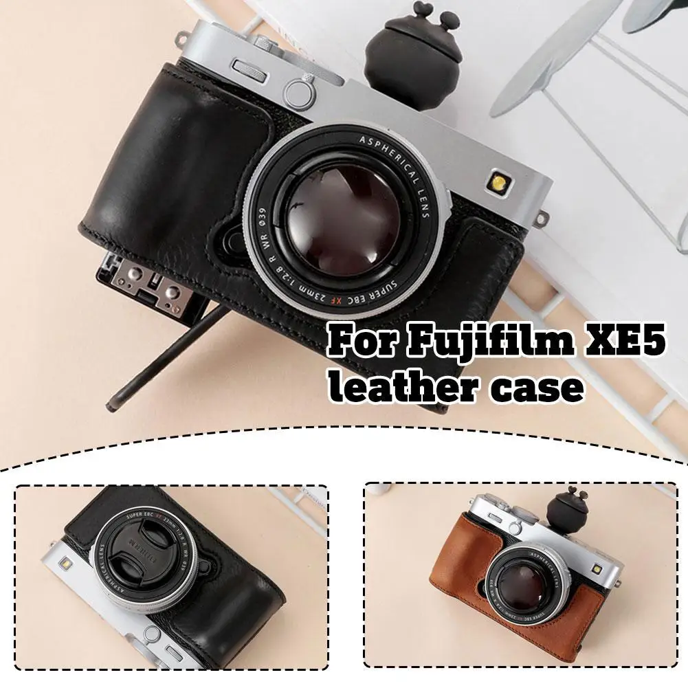 

Половина чехла для камеры Fujifilm X100VI Fuji X100VI, искусственная кожаная нижняя часть с открытым плечевым ремнем, защитная плита для камеры