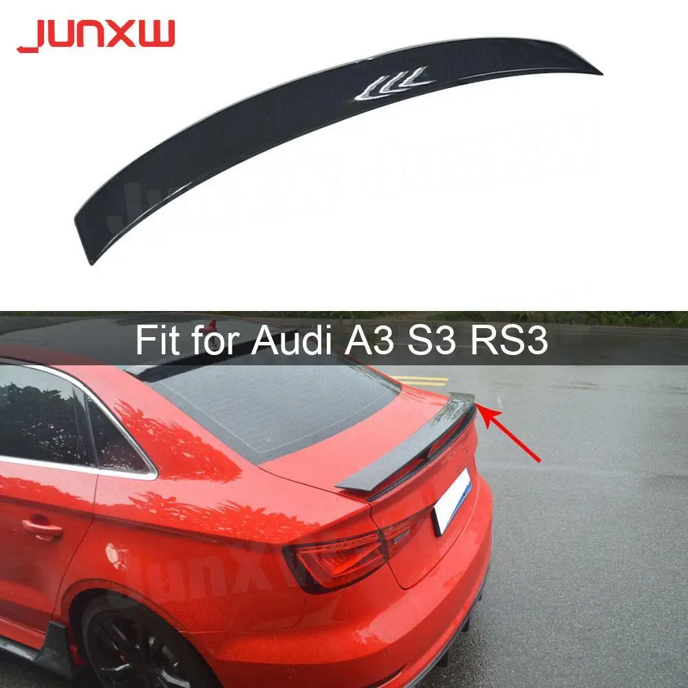 

Carbon Fiber Auto Racing Rear Wing Spoiler For Audi A3 S3 RS3 2014 2015 2016 2017 Car Spoiler Trunk FRP Black