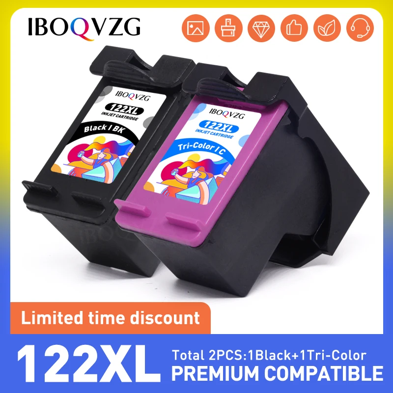 IBOQVZG 122XL Replacement For HP 122 XL Ink Cartridge Envy 4500 5530 4630 4632 Deskjet 1510 2050 1000 1050 1050A 2000 2050A