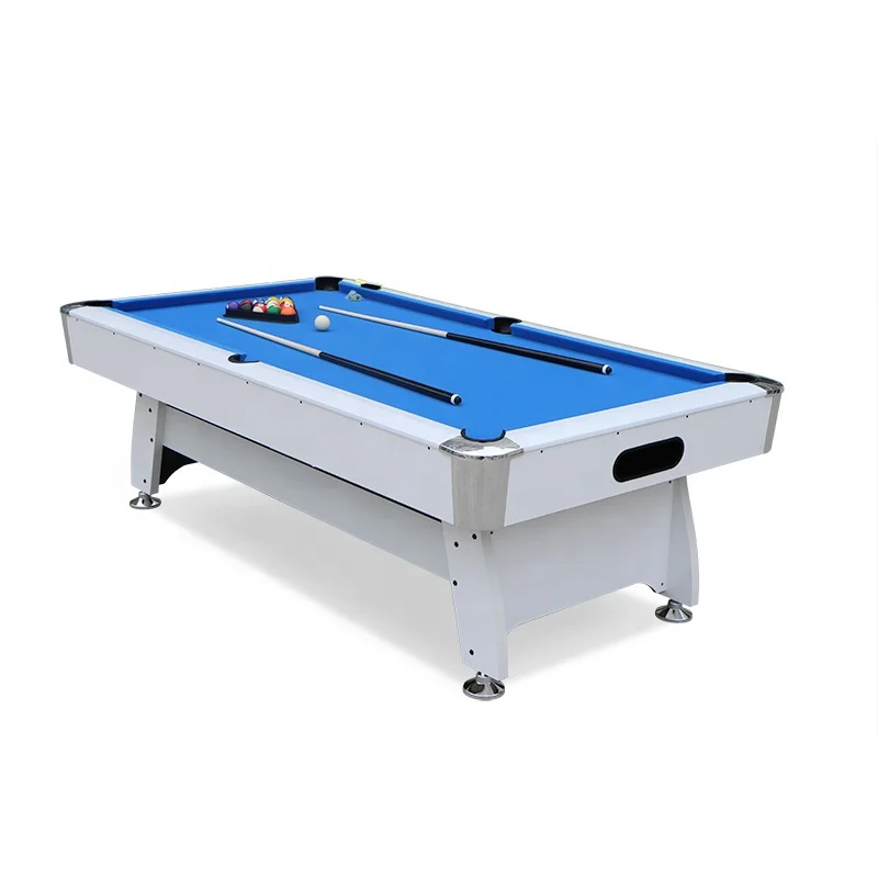 8 Foot MDF White Pool Table with Blue Playing Cloth No Slate Billiard pool Table