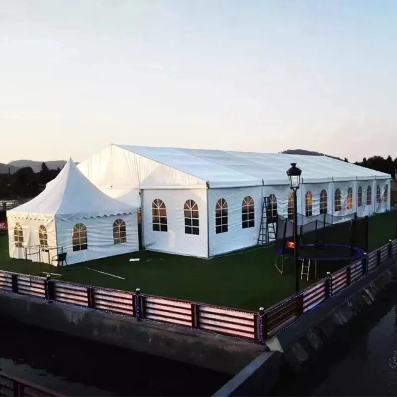 Elegant and ple spir White aluminum frame PVC tarp Polyethylene Outdoor wedding party tent