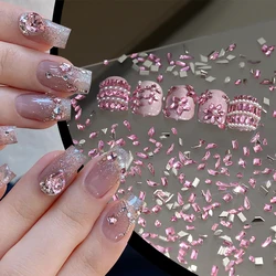 50Pcs Mini Size Nail Rhinestones Colorful High Sparking Flat Bottom Nail Crystal Stone Bowknot 3D Nail Decorations DIY Material