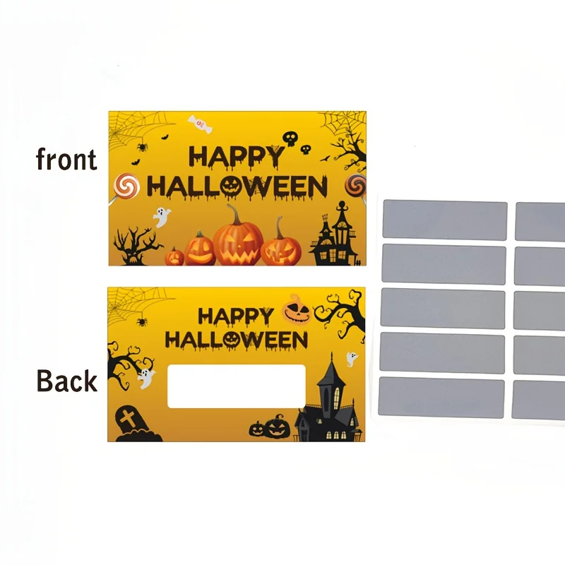 30/50sheets Party Scratch Cards,Gift Lottery Tickets,Happy Halloween with Pumpkin,Bat,Spider Design for Family Gathering Lottery view 3