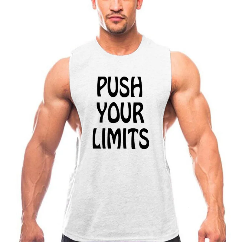 

Push Your Limits Gym Bodybuilding Vests Summer Cotton Breathable Sleeveless Sport T-Shirts Mens Fitness Workout Muscle Tank Tops