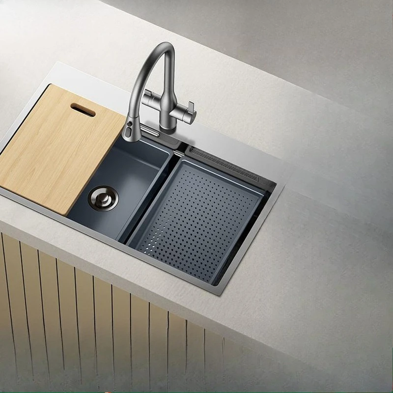Stainless Steel Sink Dishwasher Kitchen Household Narrow Side Undercounter Basin Vegetable Basin Set