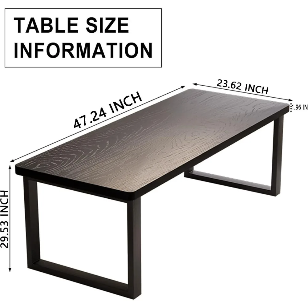 Solid Wood Dining Table for 4-6 People - 47 Inch Long Farmhouse Rectangular Kitchen Dining Table