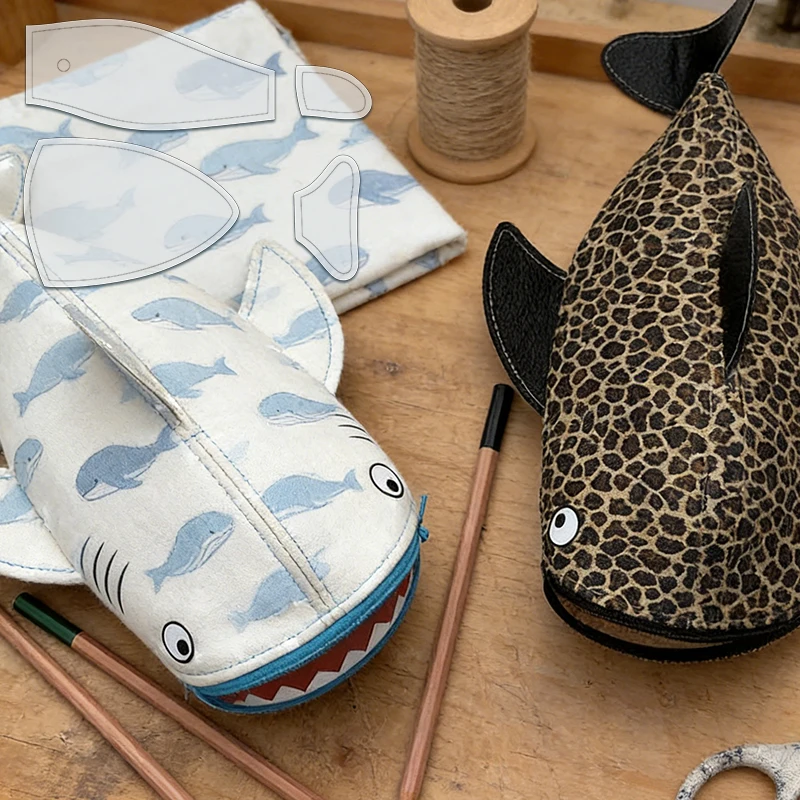 YOMDID 4pcs Adorable Shark Pencil Case Sewing Template DIY Shark Mouth Zipper Pouch Quilting Template Transparent Craft stencil view 3
