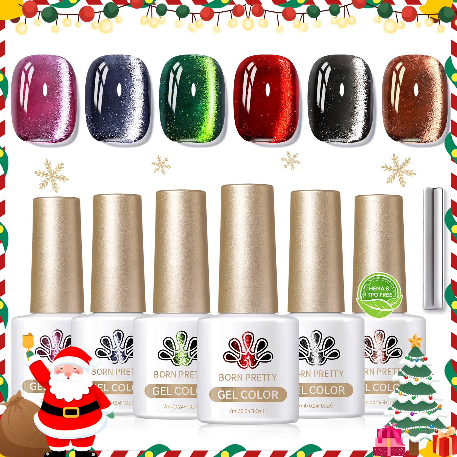 

BORN PRETTY 7ml Gel Nail Polish Christmas Magnetic Gel Set Semi Permanent Soak Off UV LED Varnish Manicure Design Nail Supplies