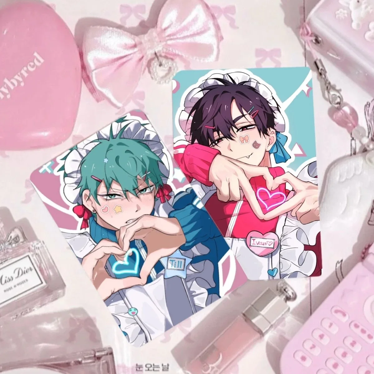 Alien Stage Small Card Abito da cameriera di alta bellezza ivantill Doppia carta piccola da tre pollici Carta auto stampata Collezione di angoli arrotondati