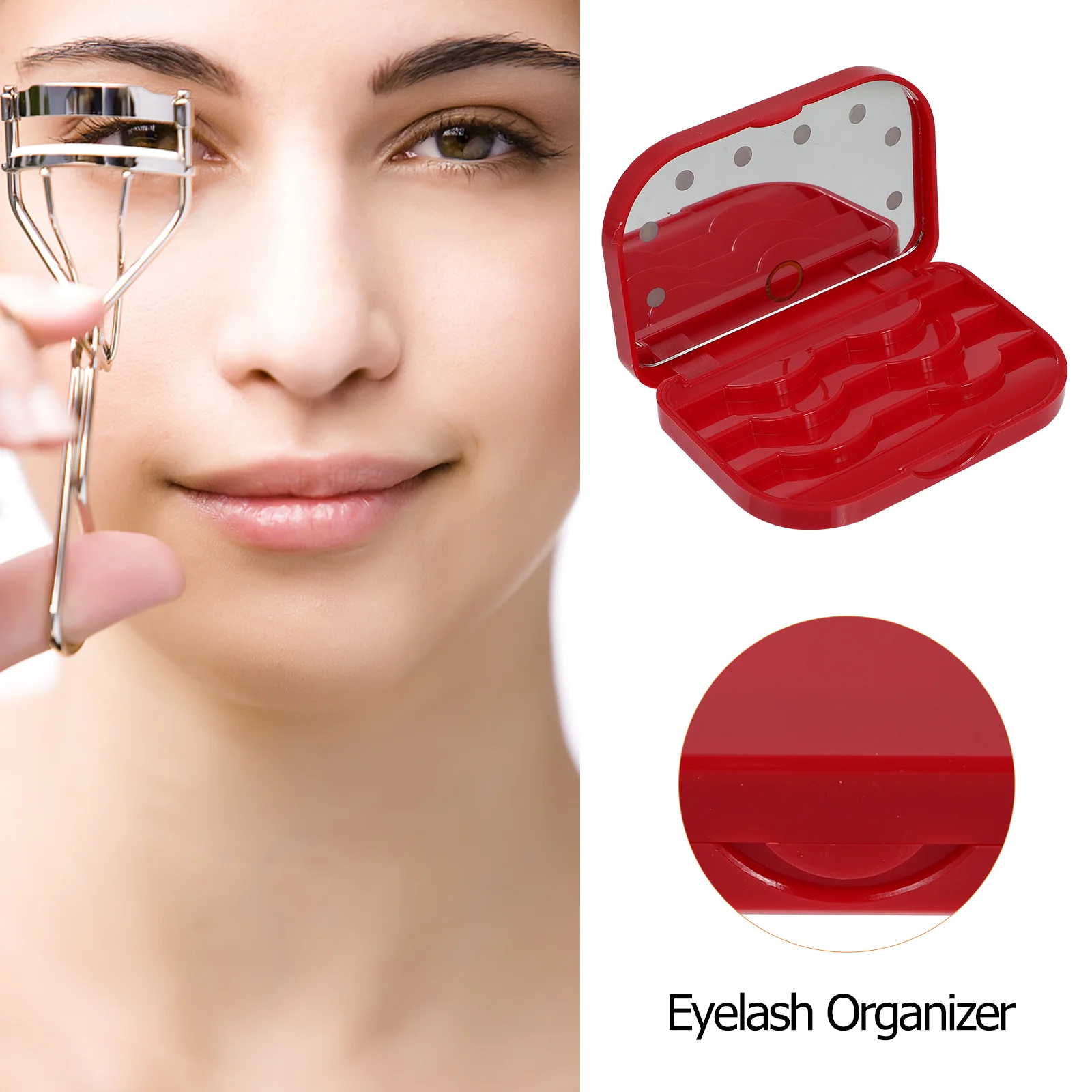 

Eye Lashes LED Eyelash Storage Box Organizer Case Curler False Eyelashes Holder Organizers