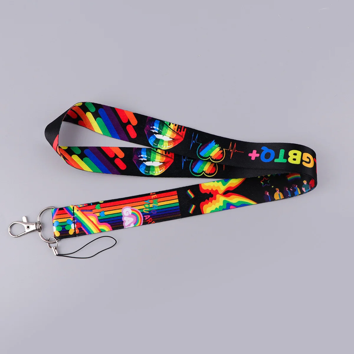 Rainbow Pride Credential Holder Heart Lanyard