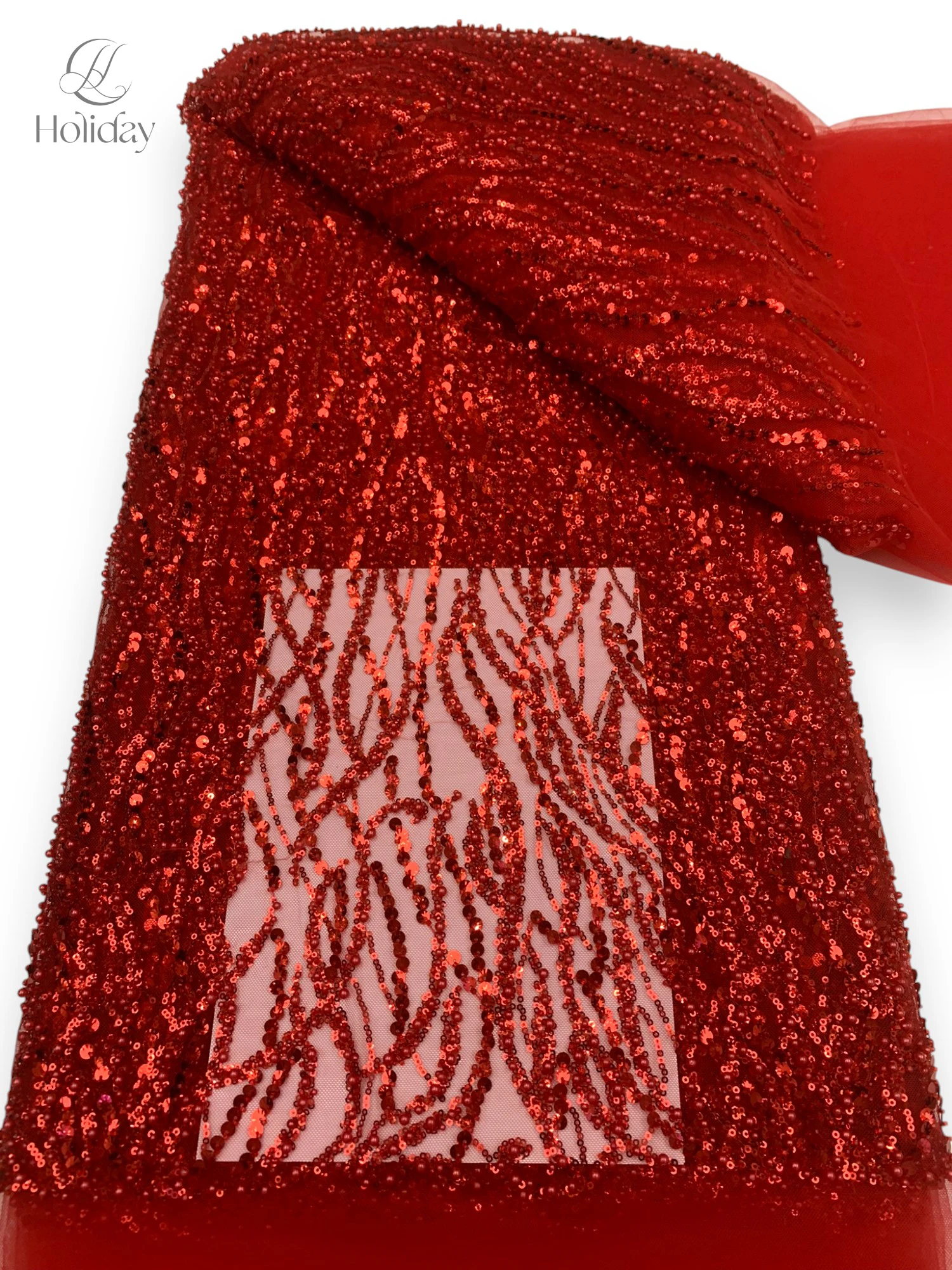 

5 Yards 2025 African lace fabric French luxury sequin bead mesh lace fabric Nigerian women's evening dress