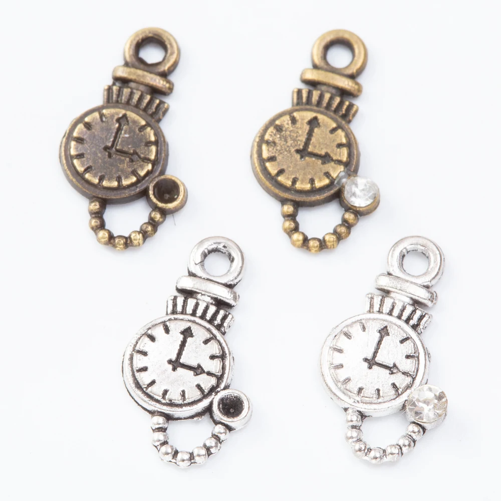 100pieces (clocks and watches) vintage zinc alloy charm metal pendant DIY jewelry discovery making accessories 1641