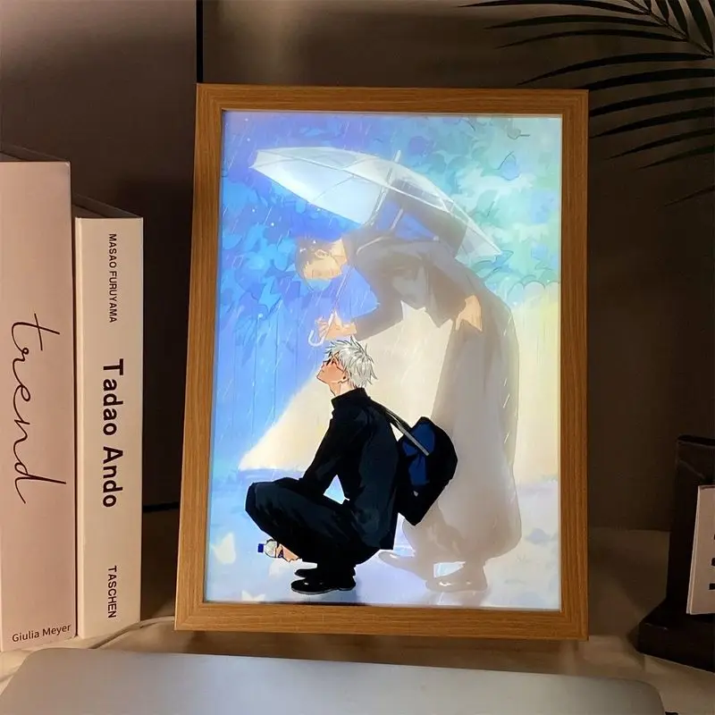 Led Photo Frame Light Jujutsu Kaisen Anime Figure Deco Frame Art Painting Design Night Lamp Anime Gojo Satoru Light