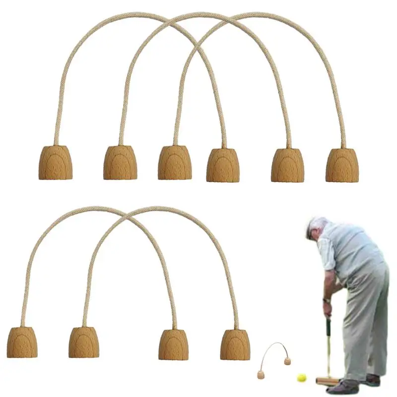 Cotton Rope Croquet Wickets 5pcs Soft Croquet Game Wickets 7.08x5.9in Croquet Sticks Rope Player Croquet Wickets Set Family Game