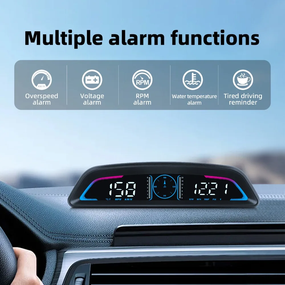 B3 G3 OBD/GPS HUD Display G19 Digital Speedometer With Alarm Function Speed Clock RPM Voltage Water Temperature Head Up Display