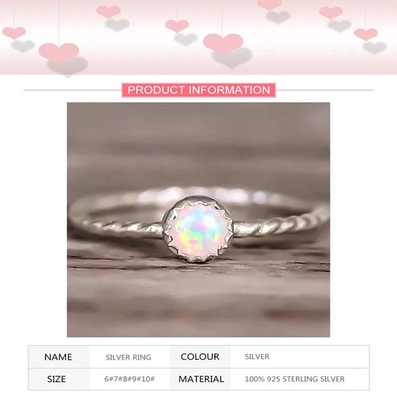 خاتم أوبال من الفضة الإسترليني عيار 925 للنساء مجوهرات حفلات الزفاف إكسسوارات أنيقة هدية
