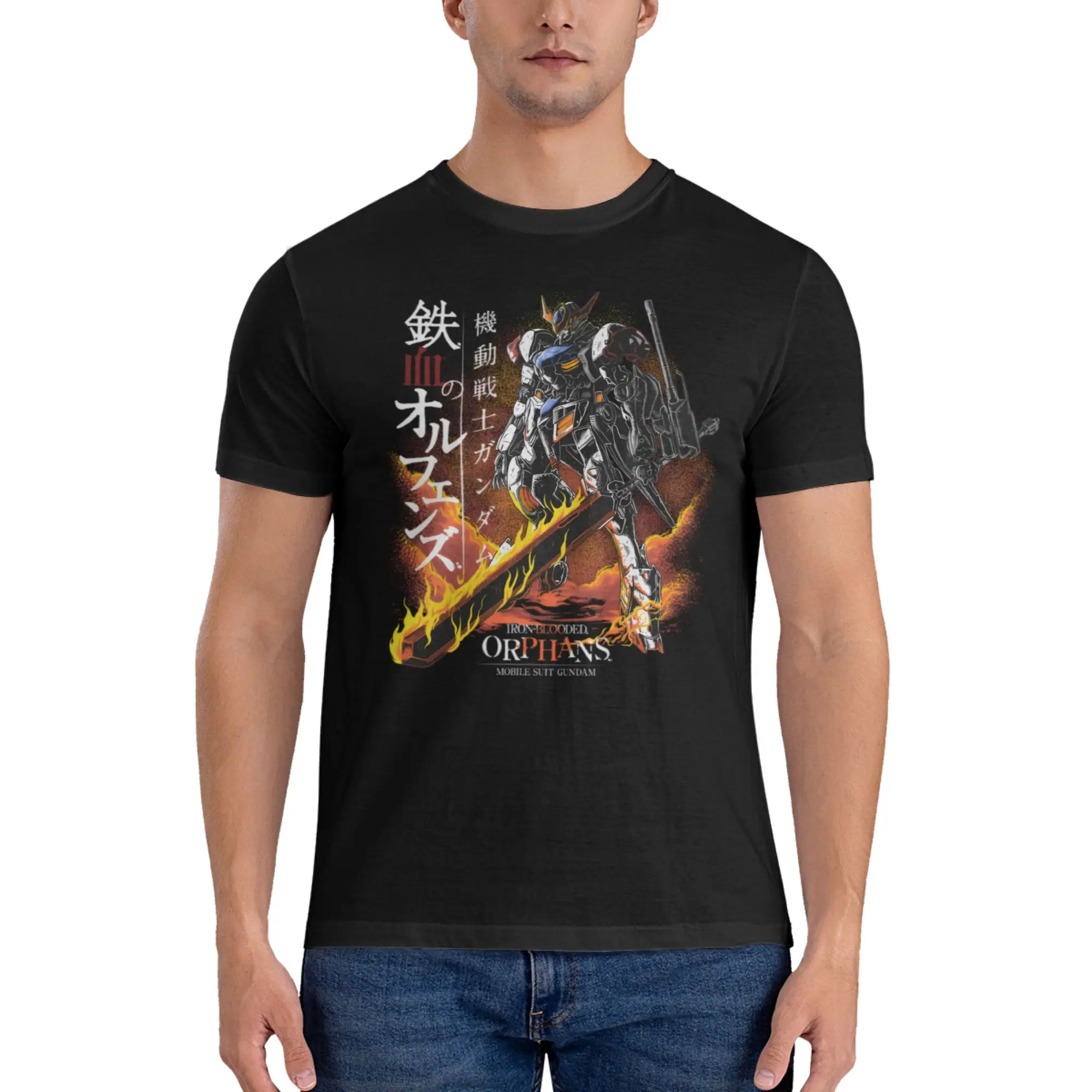 Camisetas de Anime Gundam Barbatos con diseño de robot Mecha para hombre, ropa de calle de manga corta, camiseta de algodón puro, camisetas creativas informales
