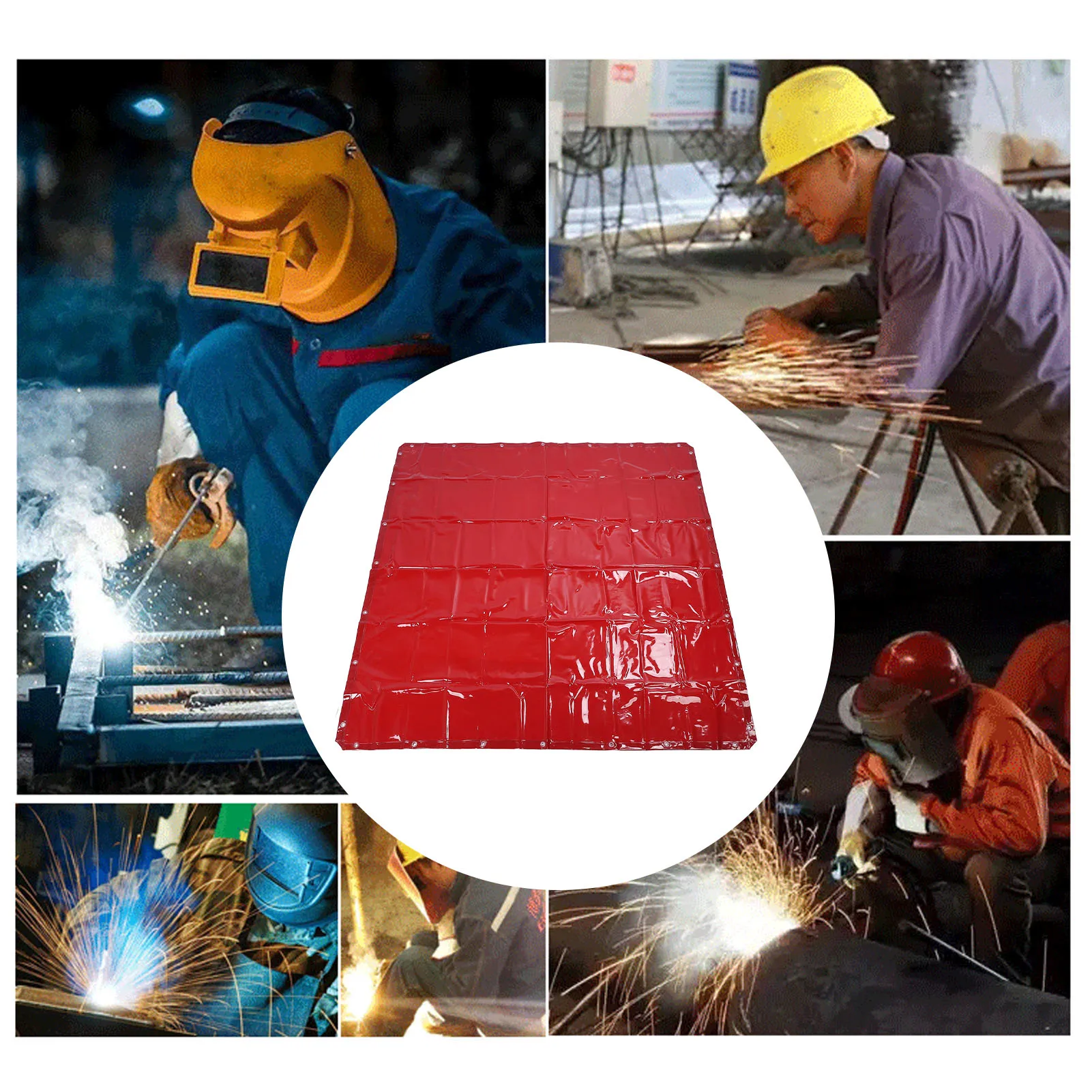 เชื่อมผ้าม่านหน้าจอ 5.7x5.7ft สีแดงสารหน่วงไฟกันน้ําระดับ 6 UV ป้องกัน Polyethylene เชื่อมผ้าม่านสําหรับ Workshop