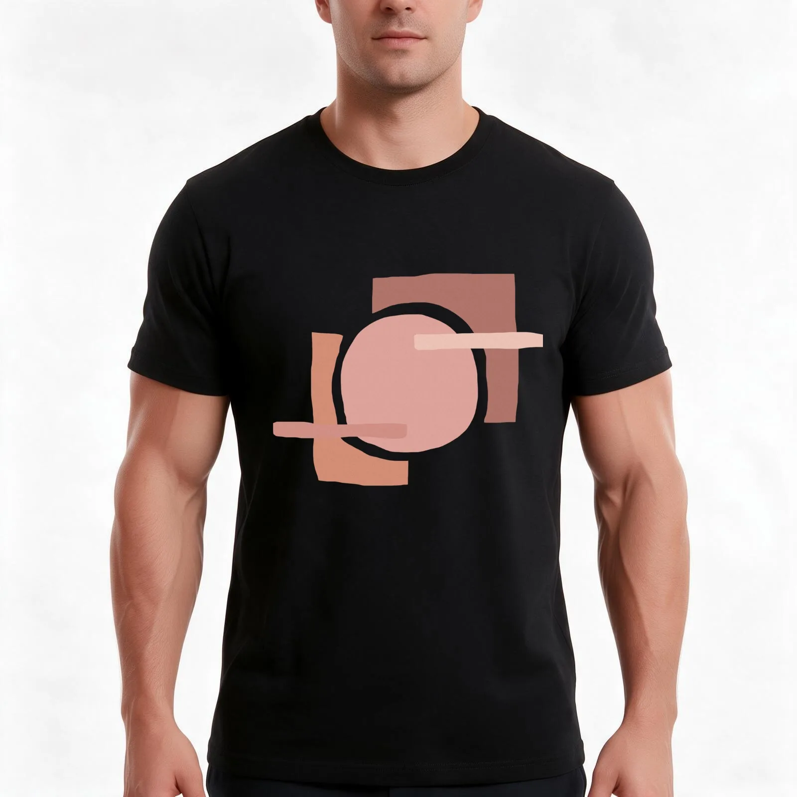 BLUSH PINK ABSTRACT T-Shirt, Summer Casual Cotton Tee, Oversized Streetwear Tops, Vintage Graphic Print, Loose Fit Short Sleeve
