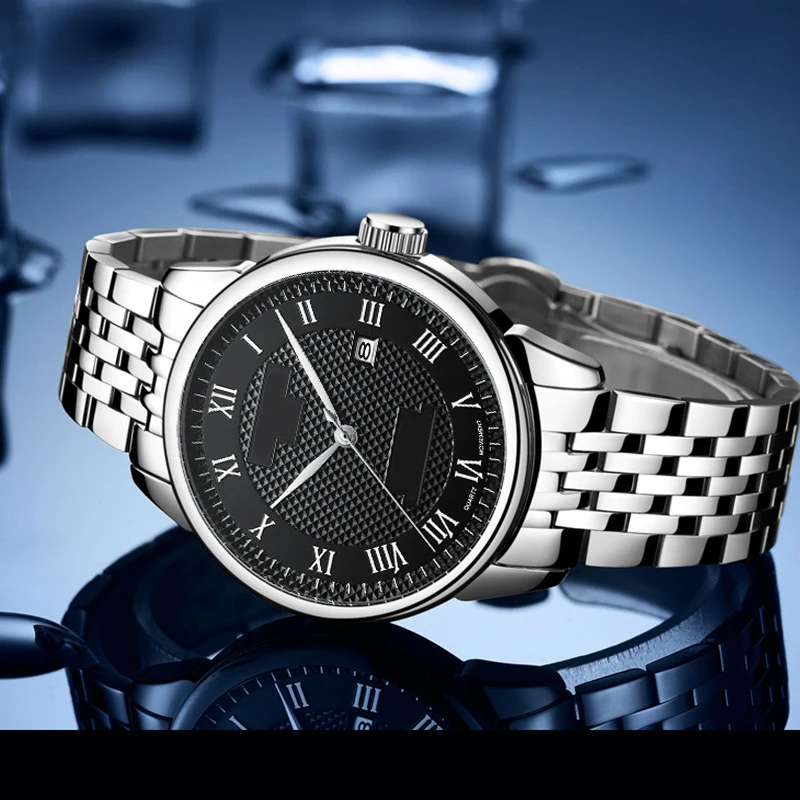 ساعات كوارتز رجالية فاخرة للرجال ساعات يد كوارتز رجالية من الفولاذ المقاوم للصدأ ماركة مقاومة للماء تصميم ساعات رجالية ميكانيكية