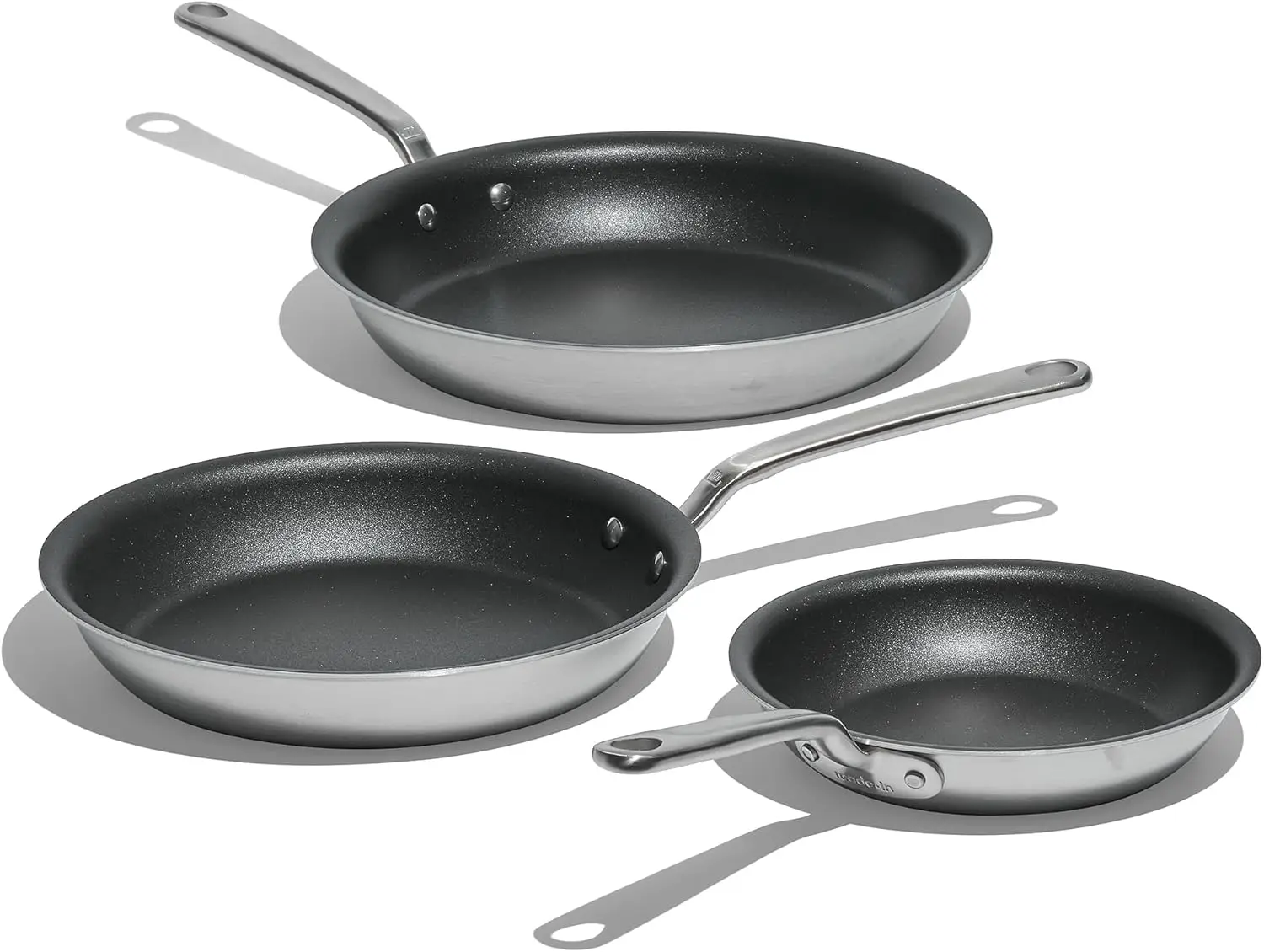 

Stick 3 Piece Frying Pan Set (Includes 8",10",12") 5 Ply Stainless Clad Professional Cookware Made in Italy Induction