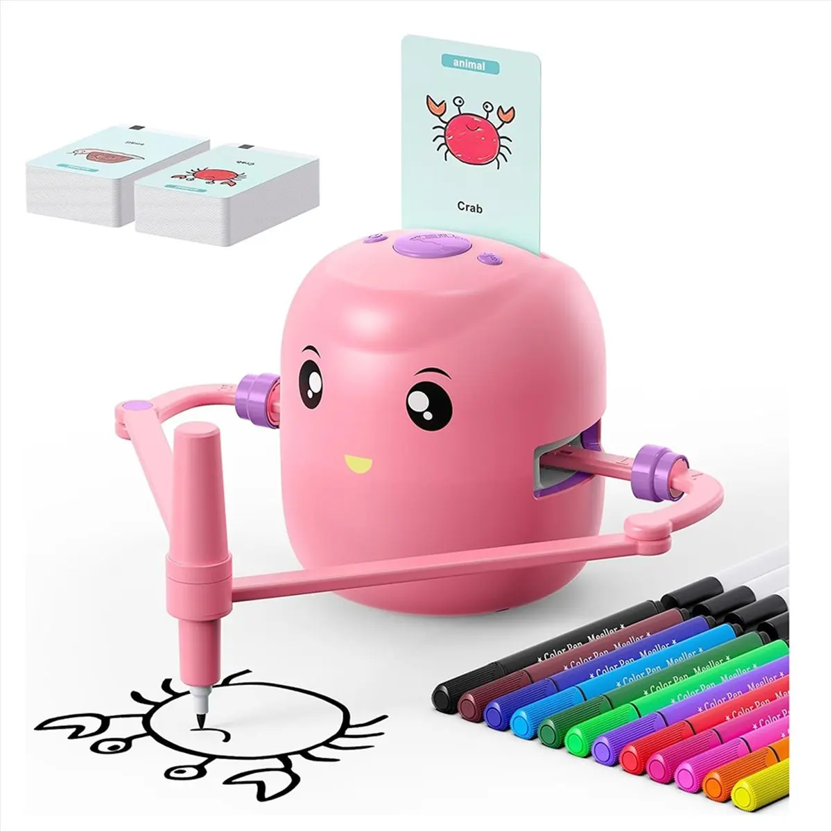 【Today-Only!】Children'S Intelligent Painting Robot, an Ideal Gift for Children over 5 Years Old,Pink