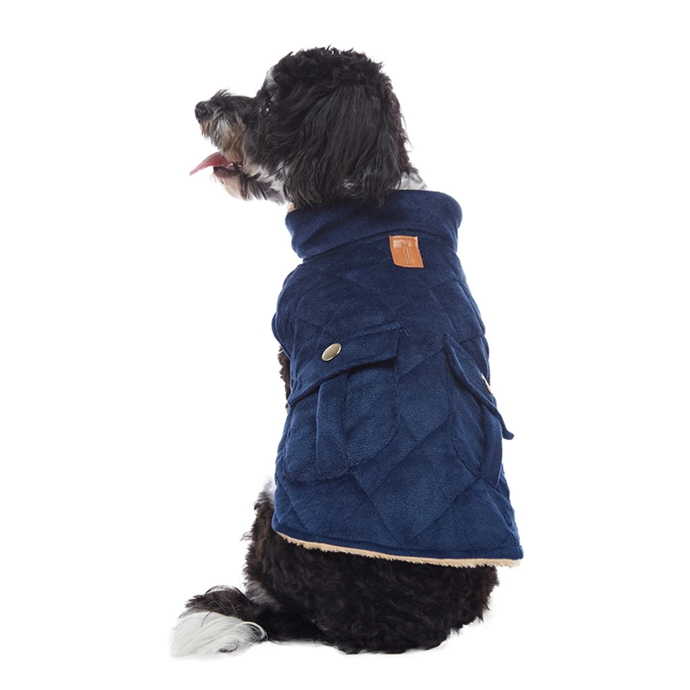 Winter Warm Plush Jackets for Pet Dogs Thickness Double Pockets Pet Dog Coats Fashion Puppy Clothes for Small Medium Large Dogs