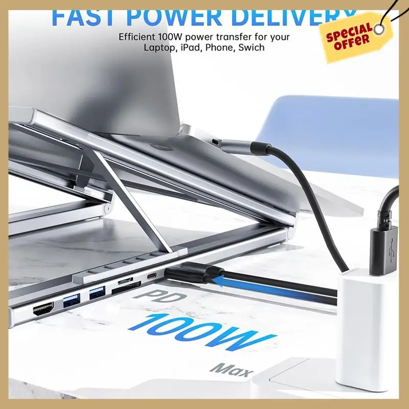 

Stable Performance-Eight In One USB C Laptop Docking Station Stand USB C Hub Adjustable 10-17In Laptop Stand Portable Design For
