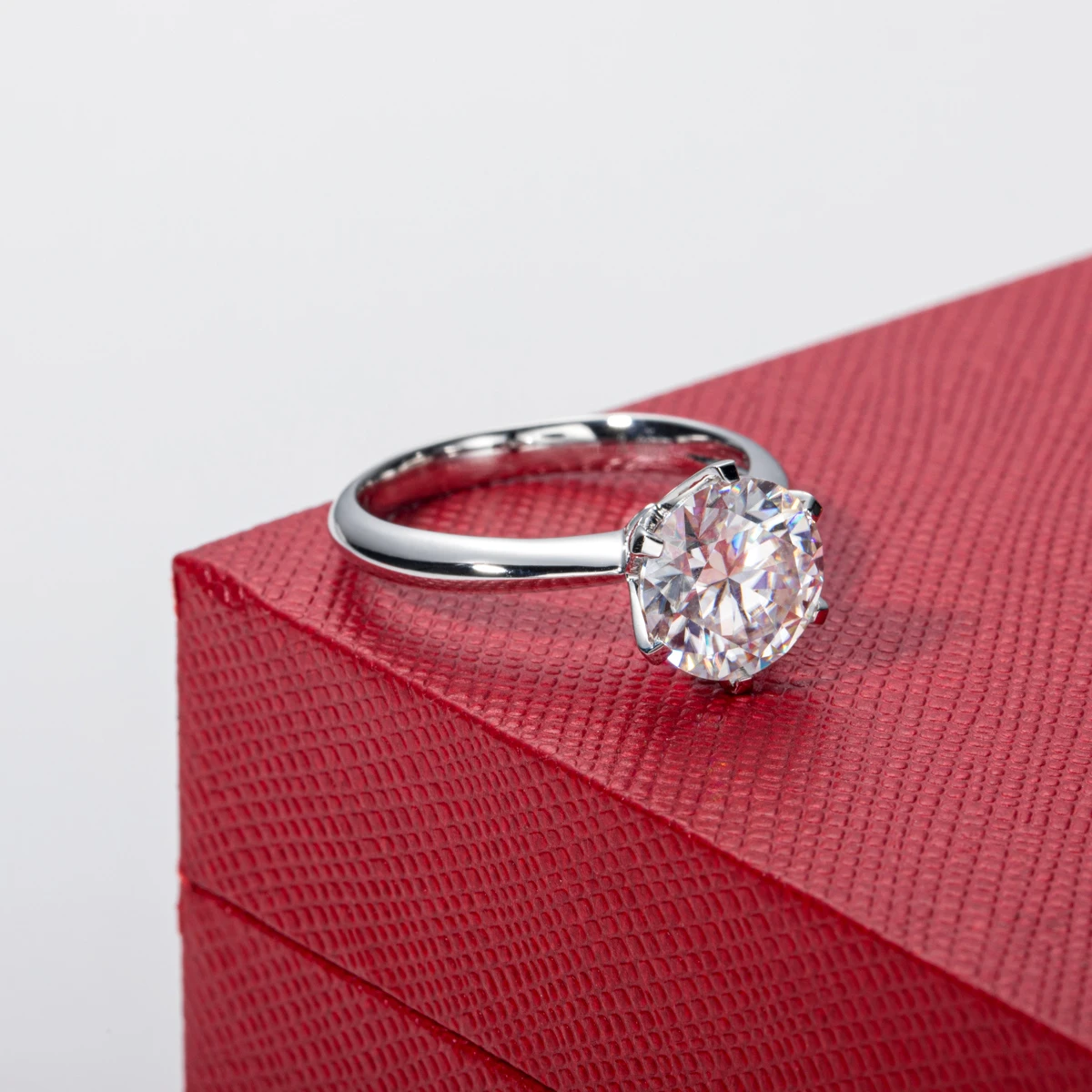 AnuJewel 10K/14K White Gold 3ct D Color Moissanite Engagement Rings With Cer Promise Brial Ring for Women Anniversary