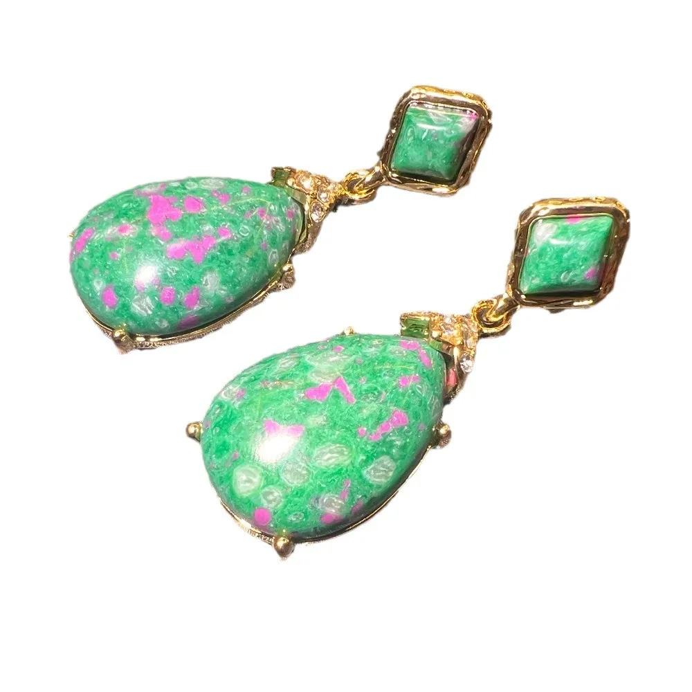 Retro court style natural fancy earrings, antique classic elegant niche design vintage earrings wholesale