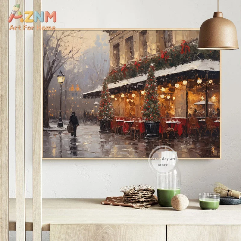 Christmas Gift Boxes Santa Claus Reading Book Poster Print Snowy Village Nutcrackers Canvas Painting for Living Room Home Decor