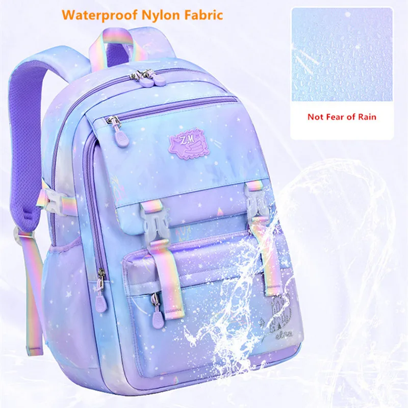 Grundschule Schult aschen für Mädchen koreanischen Stil niedlichen Bücher tasche Kinder wasserdichte Schule Rucksack lila Tasche für Kinder Sack Mochila