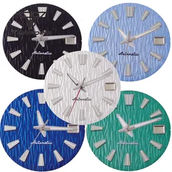 Black/Blue/Green/White 29mm Watch Dial Sterile Face Date Display Window Hands Set Luminous Fit for NH35 NH35A Automatic Movement