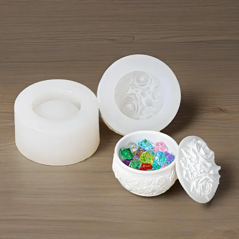 

A set of diyflorals storage box silicone molds, suitable for plaster crafts, pottery, resin crafts, and wax product production