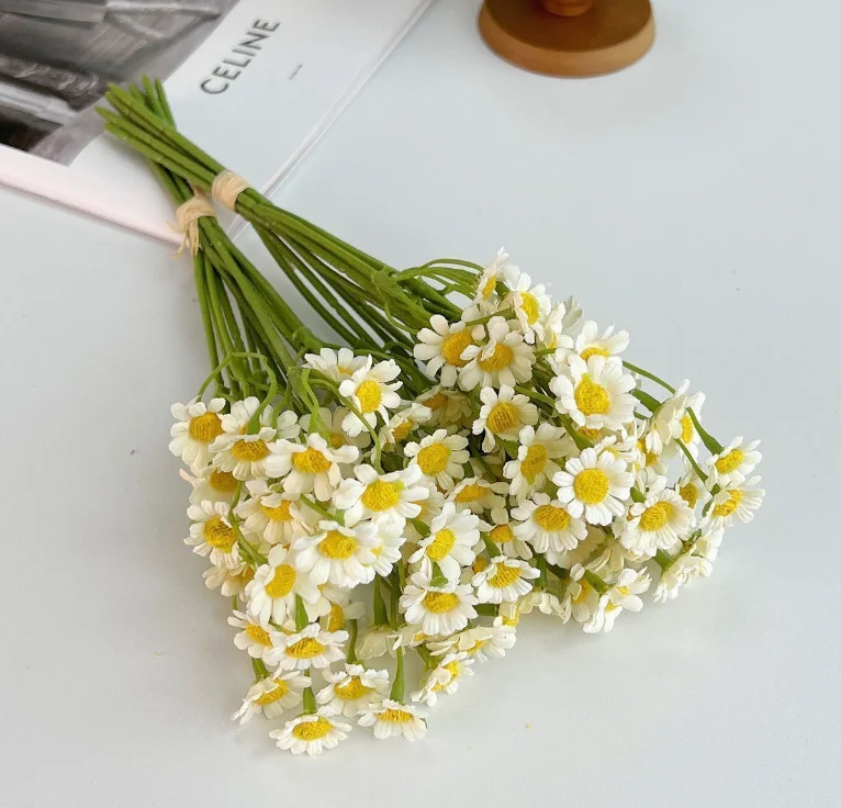 Flores Artificiales de Manzanilla y Margarita Orgánicas Estilo Ins, Decoración para el Hogar, Flores de Mesa, Ramo Decorativo, Adecuado para Cualquier Habitación