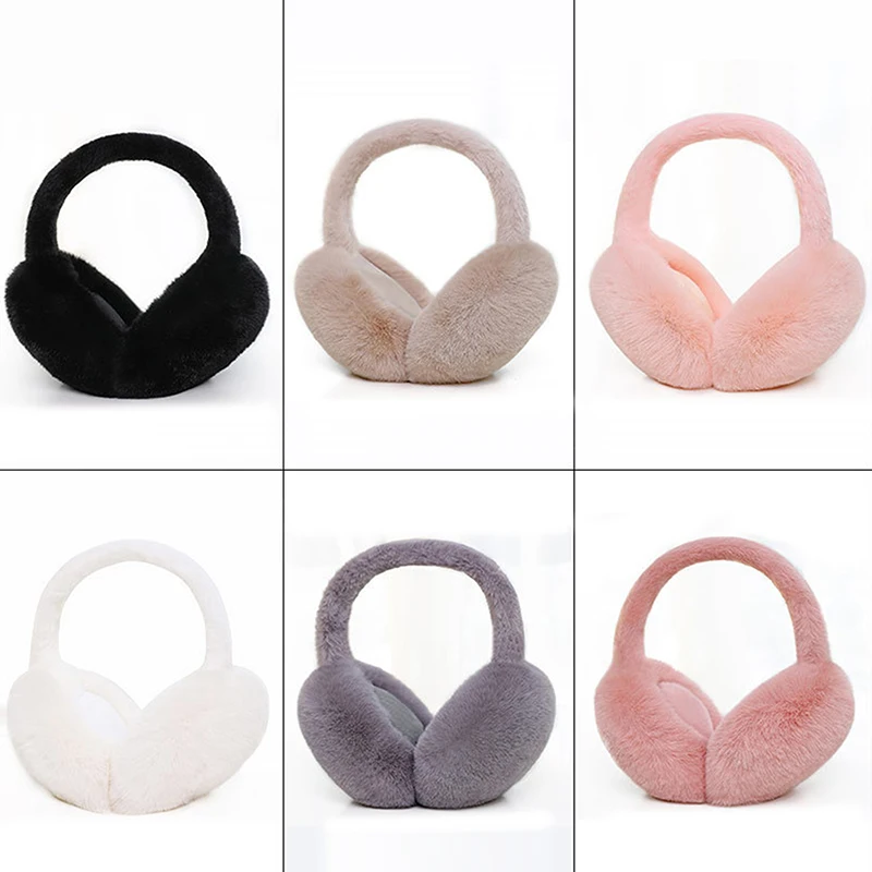 Fashion Winter Warm Earmuffs Fluffy Ear Muff For Women Soft Plush Earmuffs Girls Boys Cold Weather Ear Warmer Foldable Earflaps
