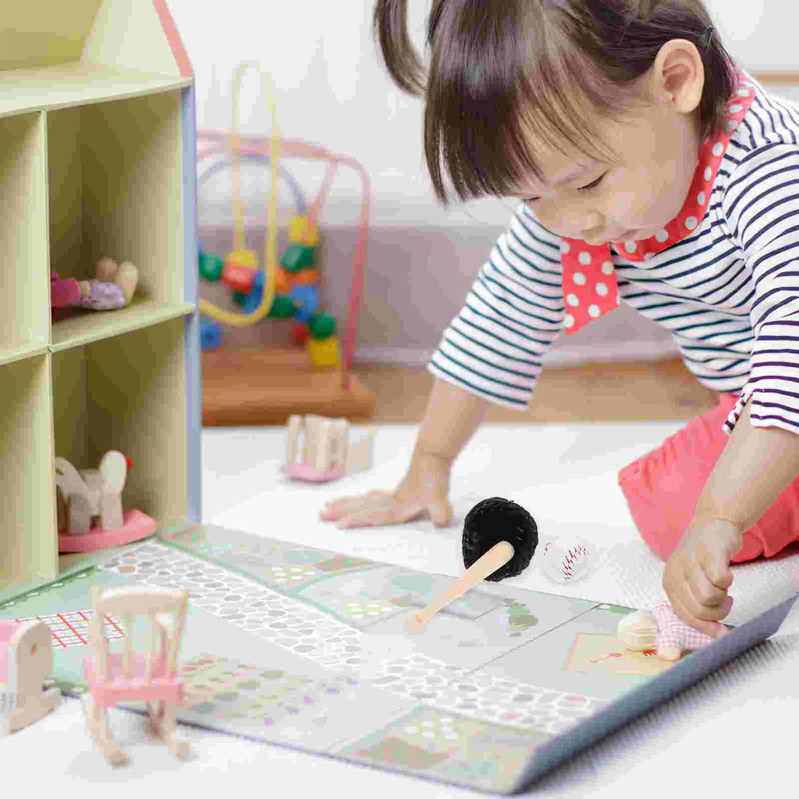 

Baseball House Sporting Goods Mini Role Pretend Playset Toys Glove Black Accessories Child